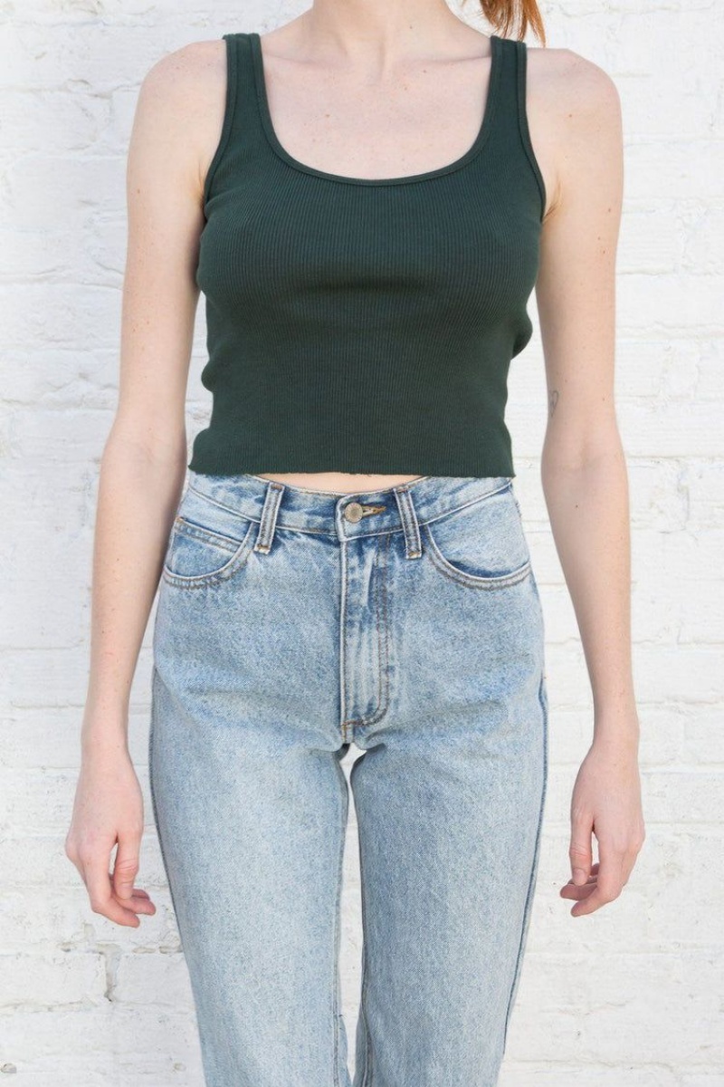 Debardeur Brandy Melville Sheena Crop Vert Foncé | NIW-65768918